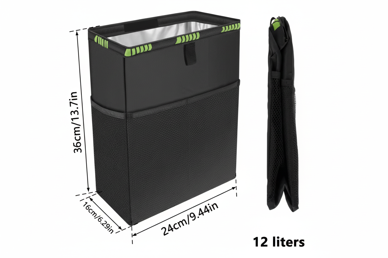 PTS Black Tear™ – Poubelle de Voiture Étanche Pliable Grande Capacité